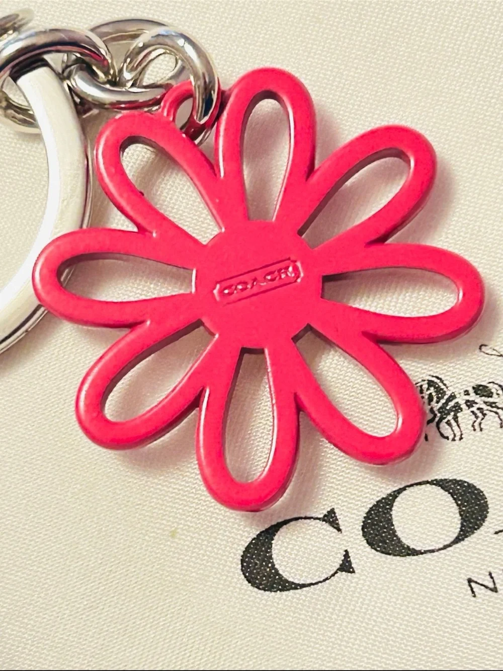 NWOT Coach Pink Y2K Flower Charm Keychain/ Bag Charm